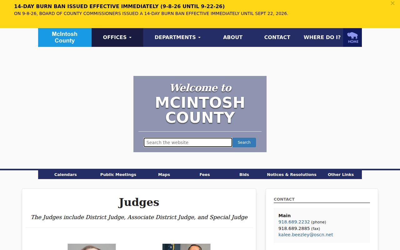 McIntosh District Court judges and courthouse contact page