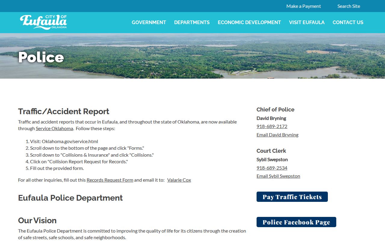 Eufaula Police Department records and ticket links