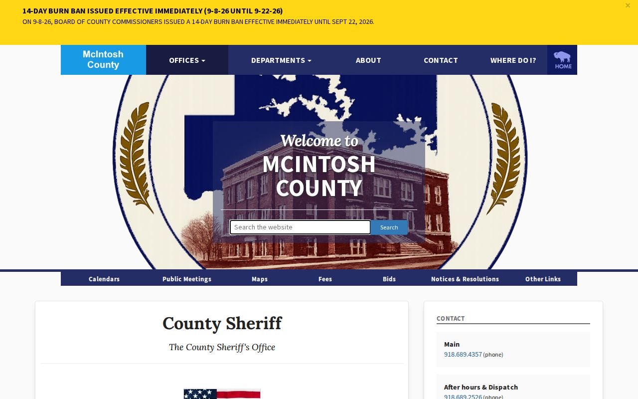 Official McIntosh County Sheriff's Office role and contact page